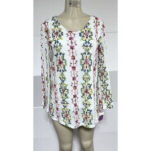 Mechant Women Top, Floral  Embroidery Tunic Top Long Sleeve Size S #1138